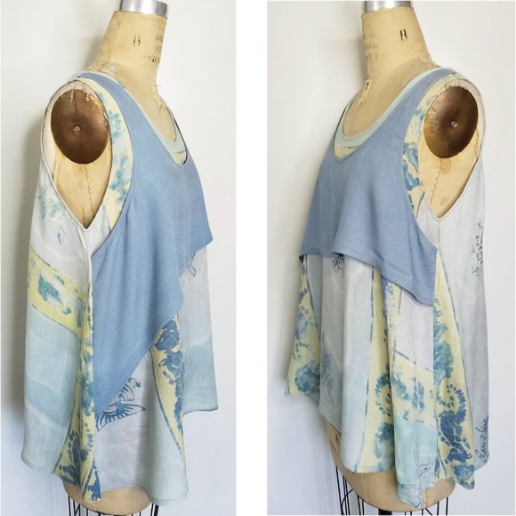 Las Manos Vintage Womens Lagenlook Top Shirt Sea Life Fish Seahorse Turtle - Picture 2 of 12